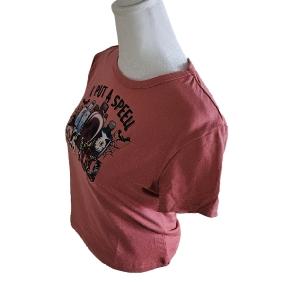 Upcycled Pink Coral Crop Top Graphic Tee Size Large - Picture 5 of 17